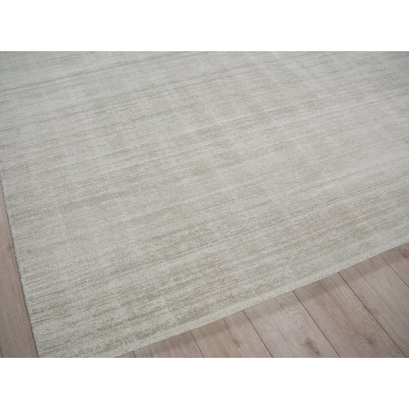 Martelli Modern Handmade Silky Nylon, Light Silver Area Rug, Rectangle 10' x 14'