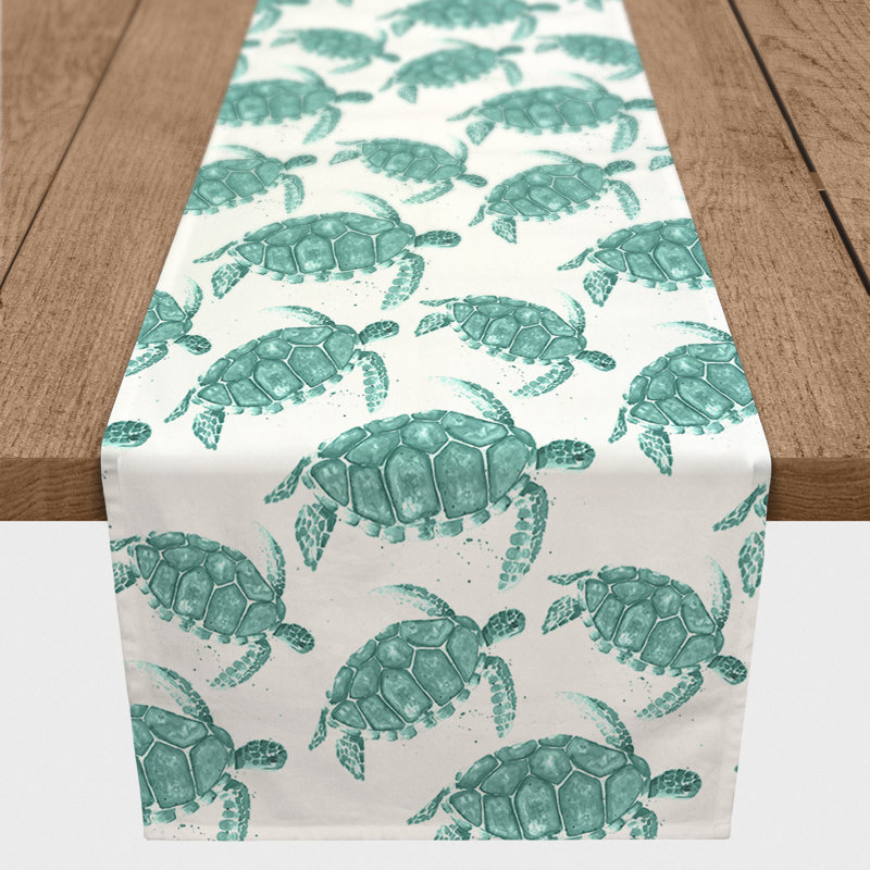 Adamson Geometric Table Runner, 72" L x 16" W, Teal