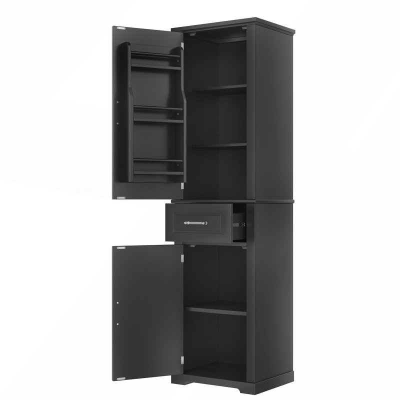 Bathroom Wall Cabinet with Double-Door, Bottom Shelf, Wavy-Patterned Doors, Adjustable Inner Shelf, Easy Installation, White & Natural Wood