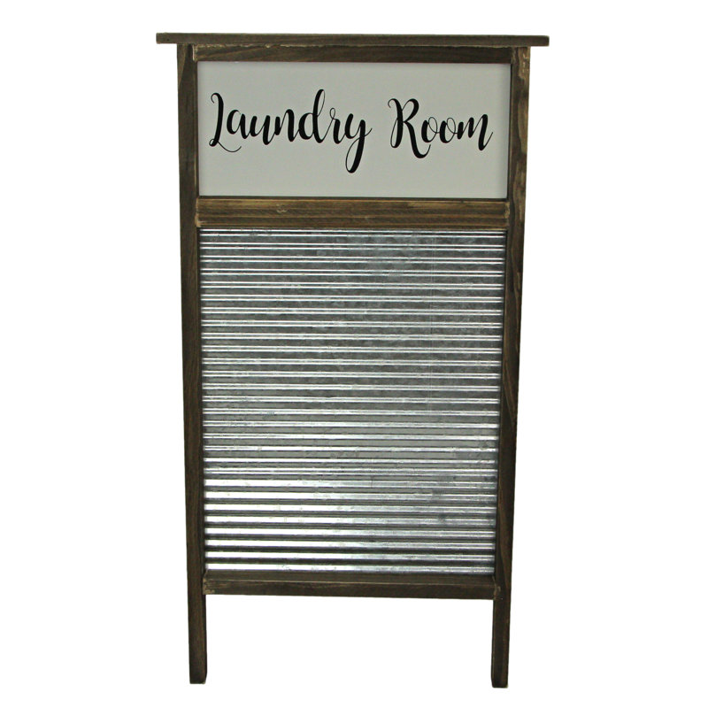 Wood And Metal Washboard Laundry Room Wall Hanging