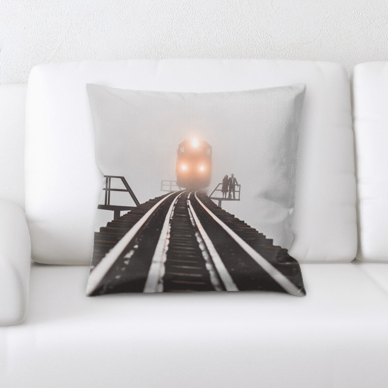 Train Microsuede Reversible Throw Pillow