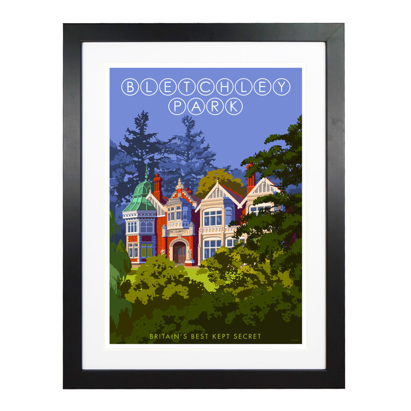 Bletchley Park by Stephen Millership - Print, Black, 43.5cm H x 33.5cm W x 2.2cm D