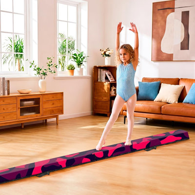 Poutre de plancher de gymnastique avec poutre d'équilibre réglable de 8 pi avec poignées de transport et base antidérapante pour enfants, débutants et professionnels