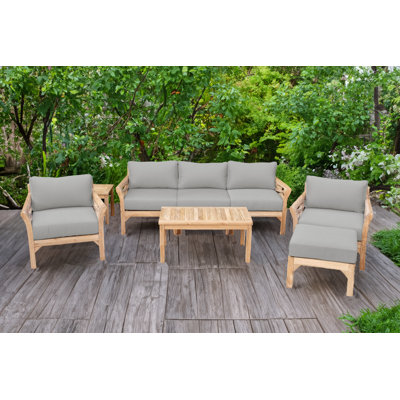 Ensemble de conversation d'extérieur en teck pour 4 personnes avec coussins Monterey