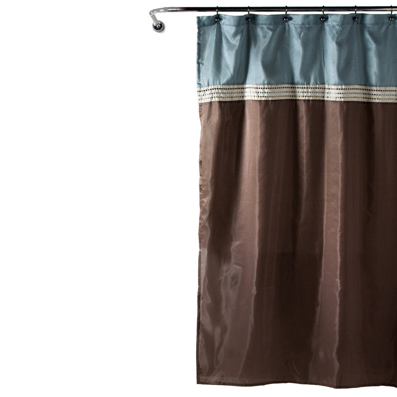 Rideau de douche Lush Decor Terra, Bleu / chocolat