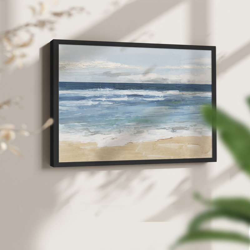 Ocean Waves II -Framed Print - Restickable, 22" H x 28" W, Black