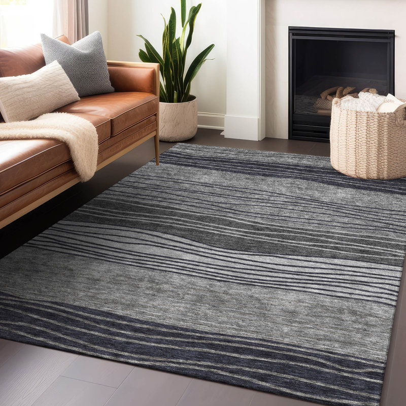 Tapis gris Tweedy lavable à la machine Premium, Rectangle 10 pi x 14 pi