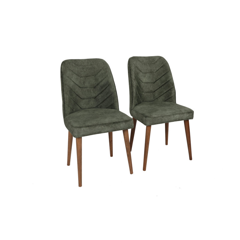 Modern Chair Set (2 Pieces), Dark Green Velvet & Walnut Finish, 19.7 x 35.4 x 19.3 inches | 100% Metal Frame, Hornbeam Wood Legs, 352 lbs Capacity | Stylish & Comfortable for Dining or Living Room