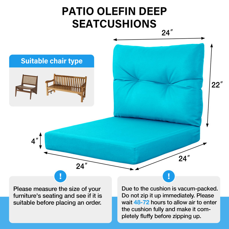 Outdoor Deep Seat Cushion Set, Double Waterproof Tech Fade Resistant Outdoor Chair Cushions, Patio Furniture Cushions With Straps For Chair Sofa Couch(Set Of Four)