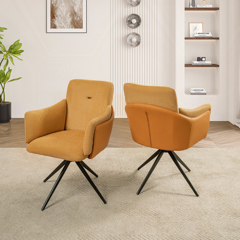 Ensemble de 2 chaises de bureau rembourrées pivotantes, Orange