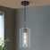 1-Light Matte Black Single Pendant With Textured Glass