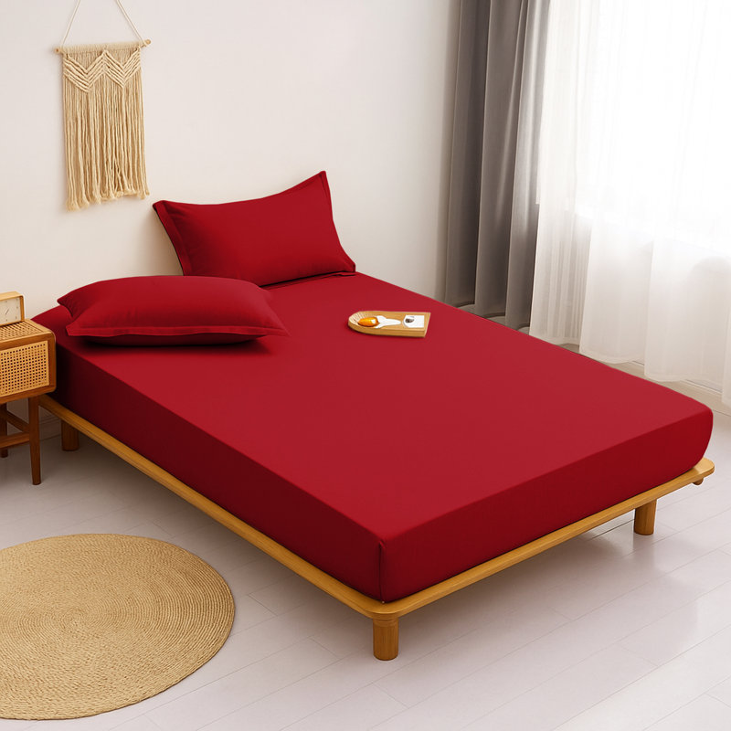 Aspire Homeware Ultra Soft 40cm Deep Fitted Sheet for Extra Deep Mattress and Cozy Sleep, Red, Single (3')