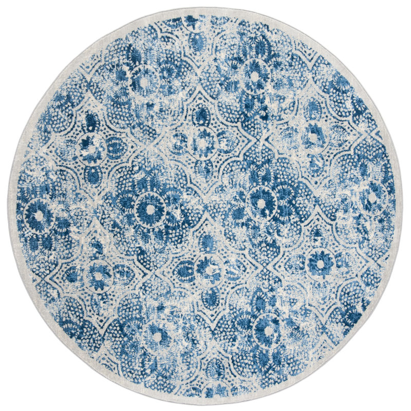 Tapis crème / bleu Martha Stewart, Rond 6 pi 7 po