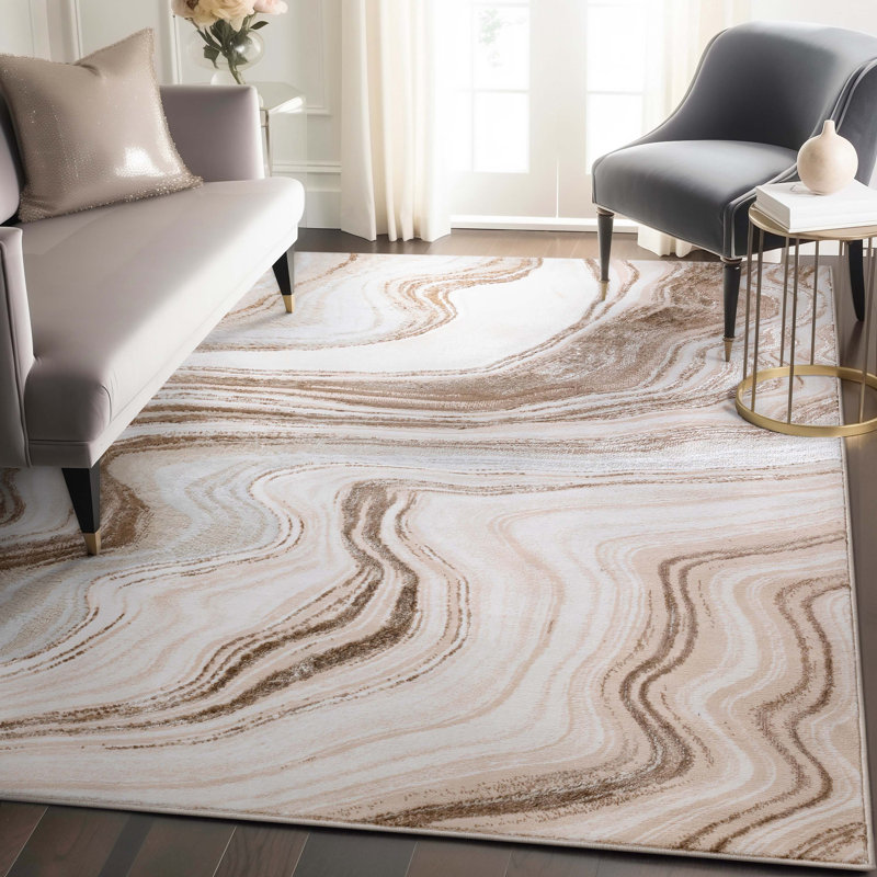 Tapis ivoire à motif abstrait Kampen Glam, Rectangle 9 pi 3 po x 12 pi 6 po