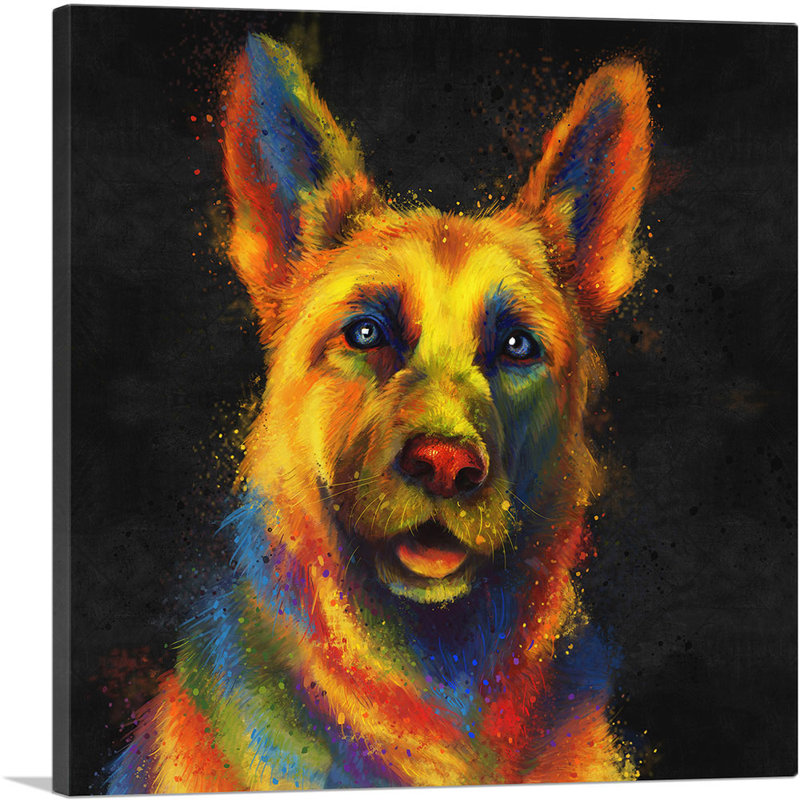 «German Shepherd Police Dog», impression sur toile tendue, H 36 po x l 36 po x P 0,75 po