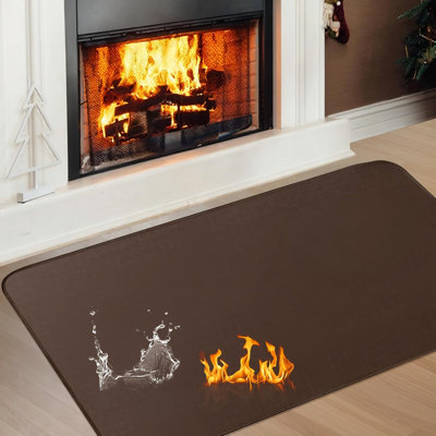 Tapis de foyer 2 pi 8 po x 4 pi 11 po x 0,04 po ignifuge, brun