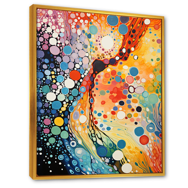 «Colorful Ink River Microscopic Fantasia 3 - Abstract Shapes», art mural, Cadre flottant doré, H 32 po x l 24 po