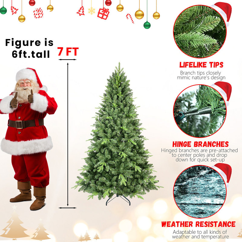 Arbre de Noël classique de 5 pi avec 967 pointes PE + PVC - branches articulées réalistes, assemblage facile, support en métal stable, aspect naturel pour la décoration des Fêtes