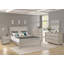 Lit plateforme gris clair avec cadre en bois-1467371598