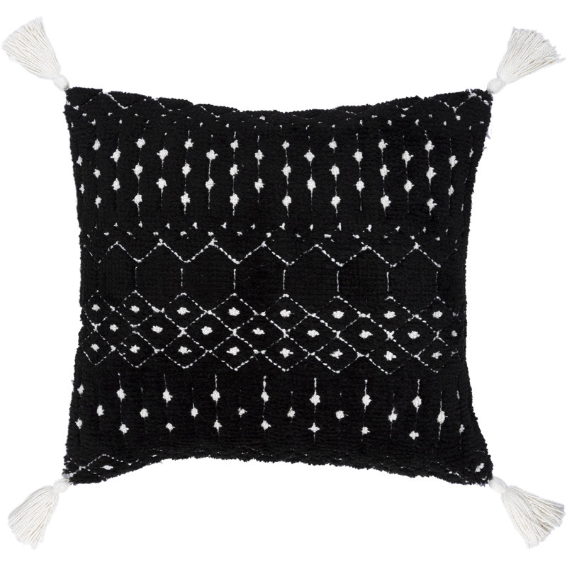 Housse de coussin Braith, Polyester / bourre de polyester, Beige / gris anthracite / crème, 18 po x 18 po