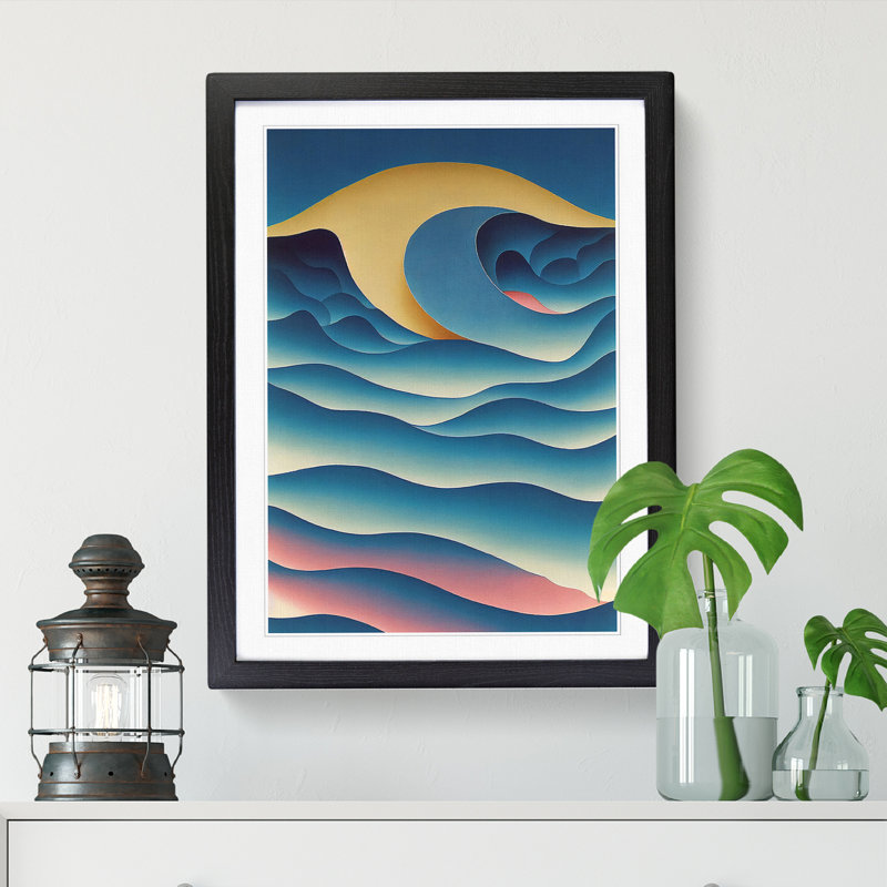 Seascape Abstract Vol.5 - Single Picture Frame Print, 46cm H x 34cm W x 2cm D, Black