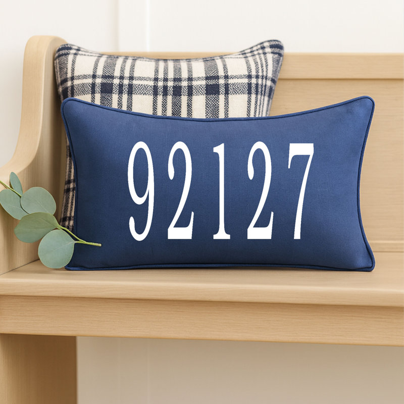Coussin personnalisé avec code postal personnalisé, Bleu, Pillow Cover Only - No Insert, Oui