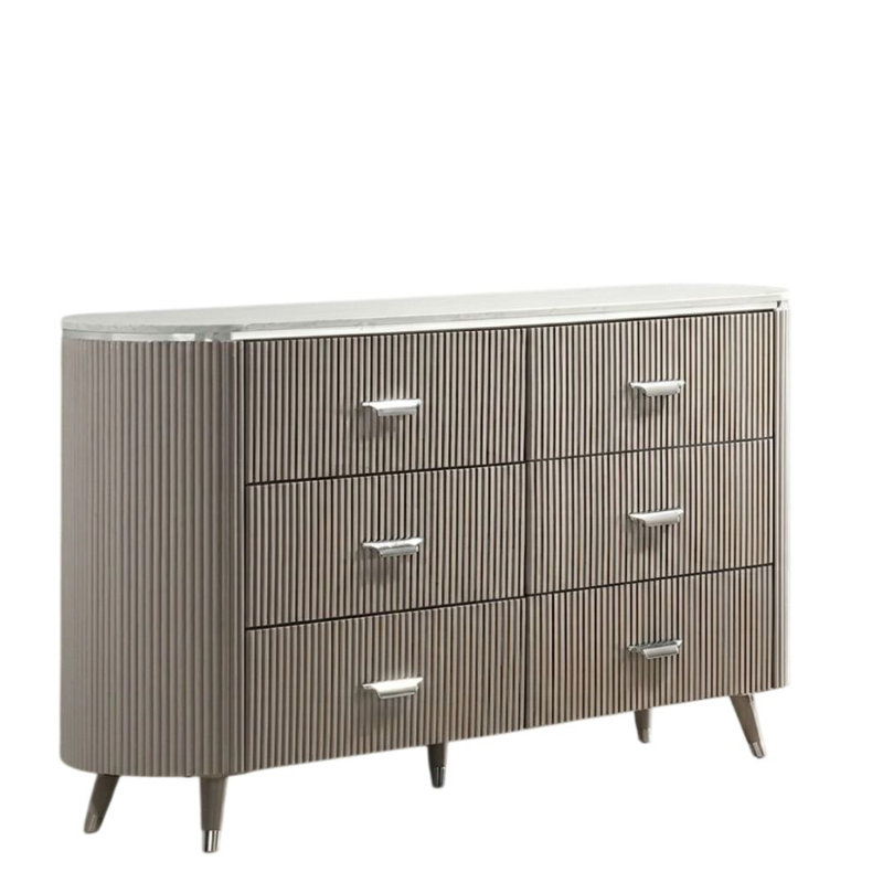 Harvin Light Gray 6-Drawer 62.5 in. Wide Dresser