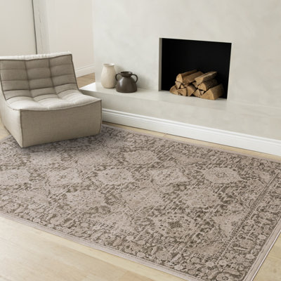 Tapis traditionnel texturé élégant taupe traditionnel Olive