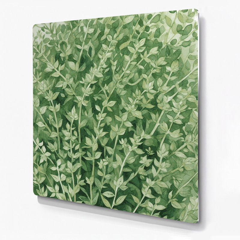 Aquarelle botanique 62, art mural vert en métal, H 18 po x l 12 po