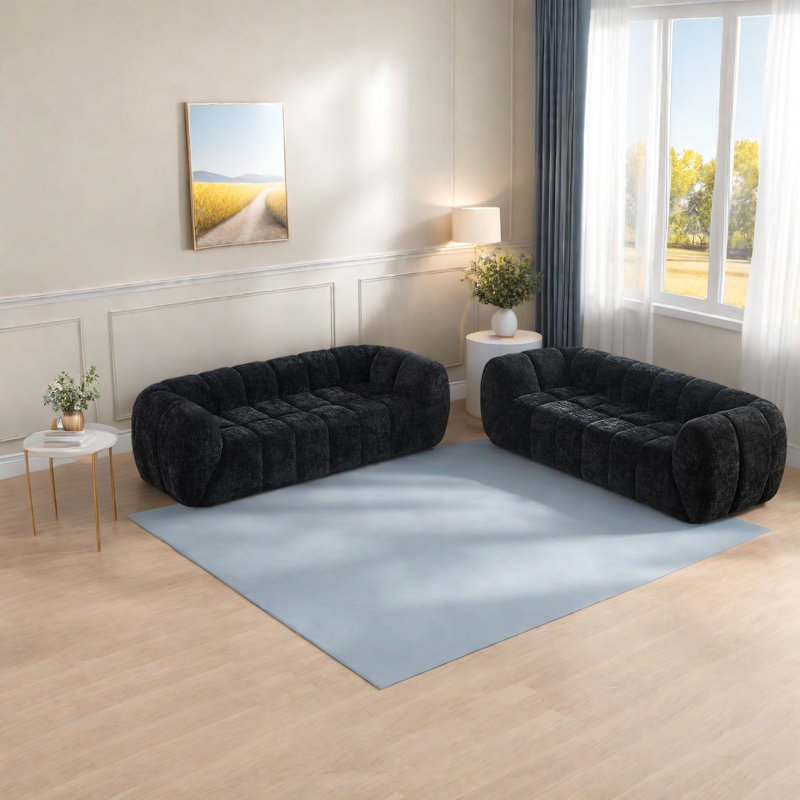 Canapés modernes en mousse chenille, canapés matelassés confortables 3 places pour la maison