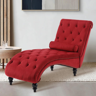 Chaise longue capitonnée en velours