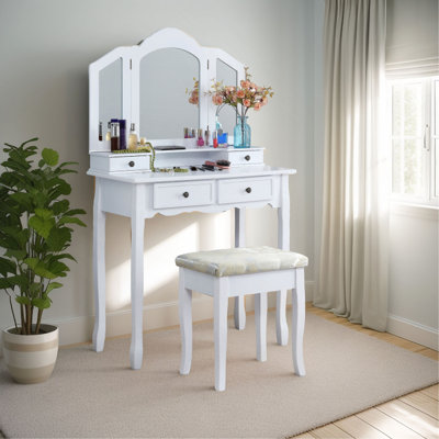 Sanlo Wooden Vanity Make Up Table And Stool Set