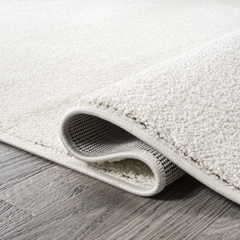 Arcie Solid Low-Pile Ivory Rug, Runner 2' x 12'