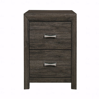 Table de chevet 1 pièce à finition chromée gris foncé avec poignées de ton chromé et design contemporain