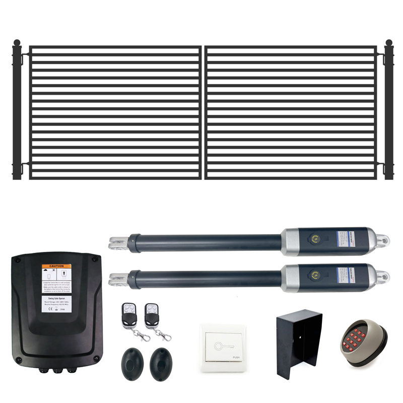 Automated Steel Dual Swing Driveway Gate and Gate Opener Complete Kit – MILAN Style – ETL Listed, 18ft .W x 6 ft. H