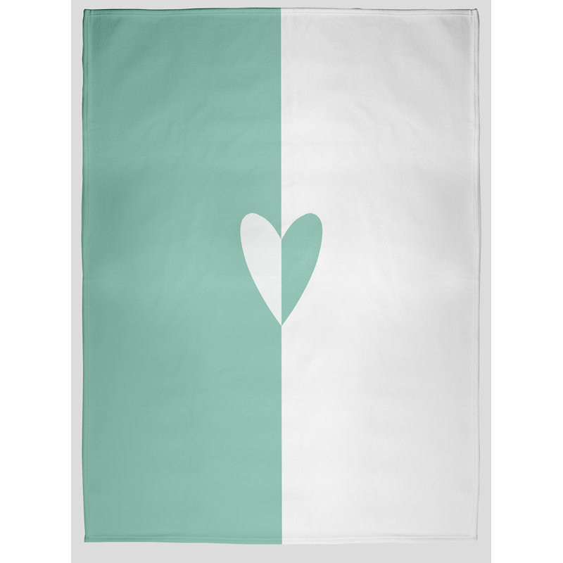 Modern Heart Valentine's Day Throw Blanket, 60" W x 80" L, Spring Green