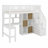 Wood Loft Bed With Built-In Desk, LED, Storage Shelves, Cabinets And Staircase-1909810874