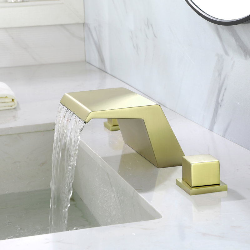Widespread 2-handle Bathroom Faucet with Drain Assembly, Brushed Gold