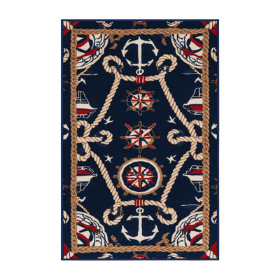 Washable Marina elements Nautical Area Rug