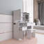 Coiffeuse de rangement avec grand miroir et tabouret rembourré blanc