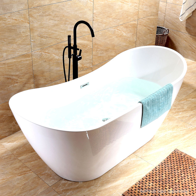 Single Handle Floor Mounted Freestanding Tub Filler, Matte Black