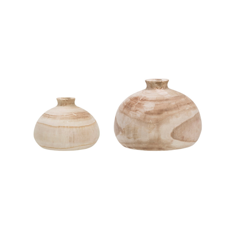 Rodiguez 7.25'' Solid Wood Table Vase, Beige