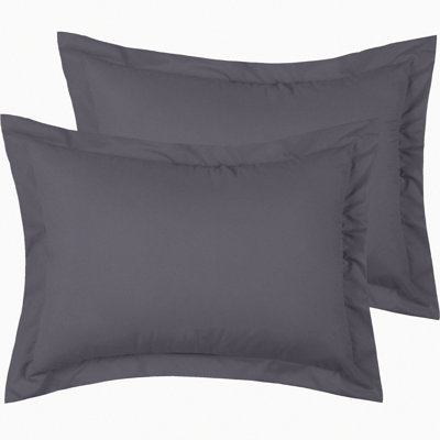 Cooling Comfort Pillow Shams - Set of 2 Decorative Covers with Flange - Wrinkle, Fade, Stain Resistant - Soft Gray Cases - Iconic Collection - 20" x 36"