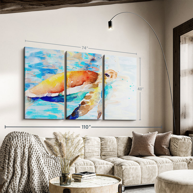 «Turtle Passing Through» sur toile, H 48 po x l 74 po x P 1,25 po