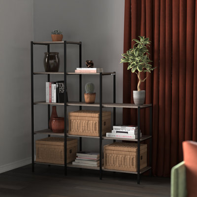 45.67'' W Steel Frame Step Bookcase
