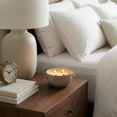 Bougie décorative en céramique avec poignées - Bougie décorative moderne pour table basse, bibliothèque, chambre à coucher ou décor de salon - 8 po