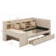 Lit de jour simple tapissier avec tiroirs, tablettes, armoires rabattables et table d'appoint-114346268