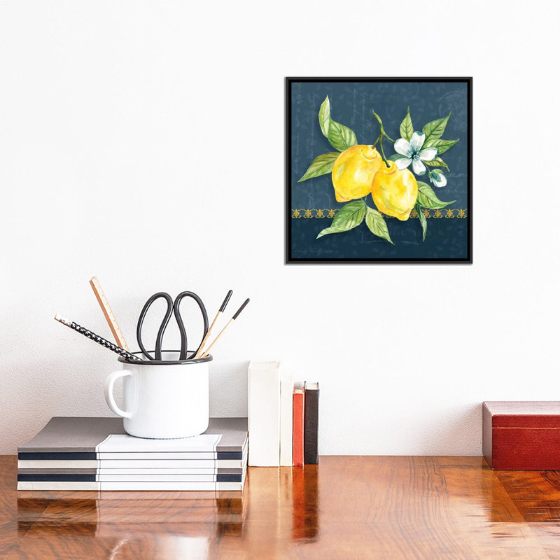 «Blue Lemon Squeeze II» par Carol Robinson, impression sur toile tendue, H 12 po x l 12 po x P 1,5 po, Cadre noir