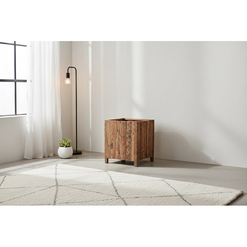 Pot à fleurs en bois, Brun, H 17,8 po x l 23,5 po x P 23,5 po