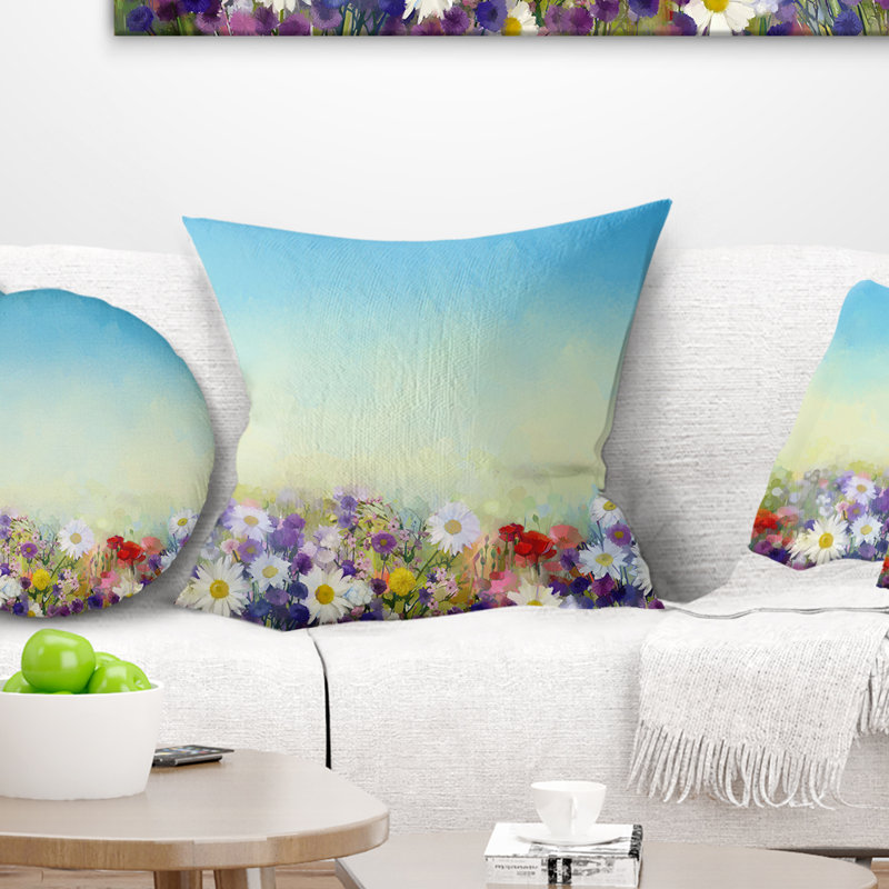 Coussin décoratif fleurs douces en fond de printemps, 16 po x 1 po, Coussin décoratif